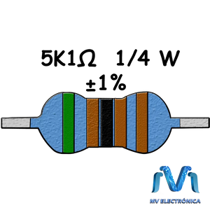 Resistencia de 1/4W  5.1k ohm