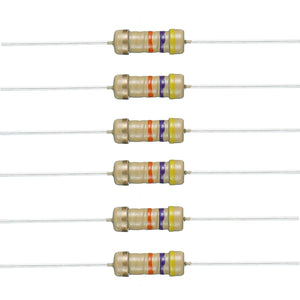 CRESISTENCIAS DE CAPA DE CARBONO  DE 1/2  W 4.7K  OHM  5%