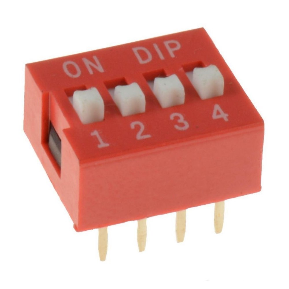 DIP SWITCH 4 POSICIONES ROJO