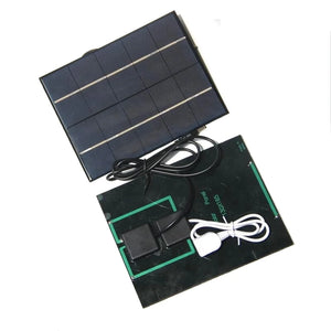 PANEL SOLAR 3.5 W 5W CON BASE DE 3.5 mm PARA BATERIA RECARGABLE 18650 + SALIDA USB PARA BANCO DE ENERGIA MOVIL NUEVO. BUHESHUI